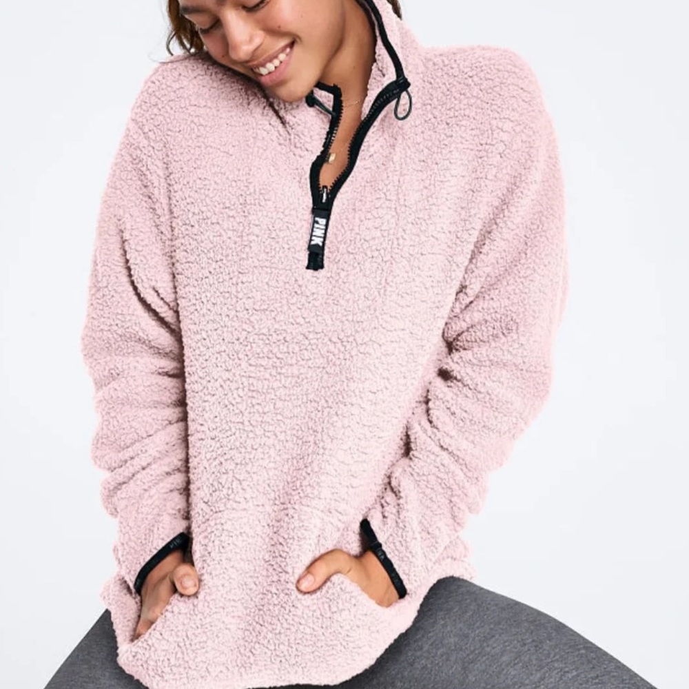 Victoria's Secret Pink Baby Pink Sherpa Pullover